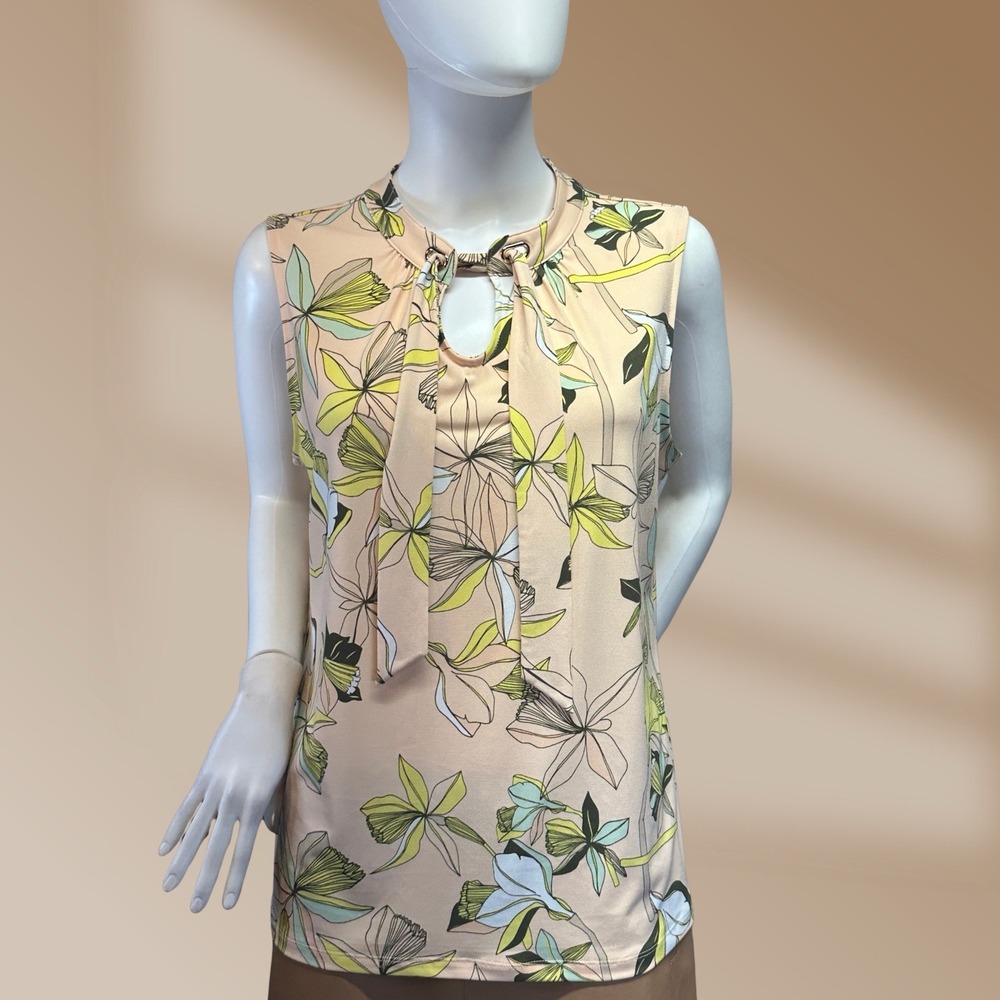 Liz Claiborne Ladies Peach Top With Adjustable Neck Tie Size Large NWOT